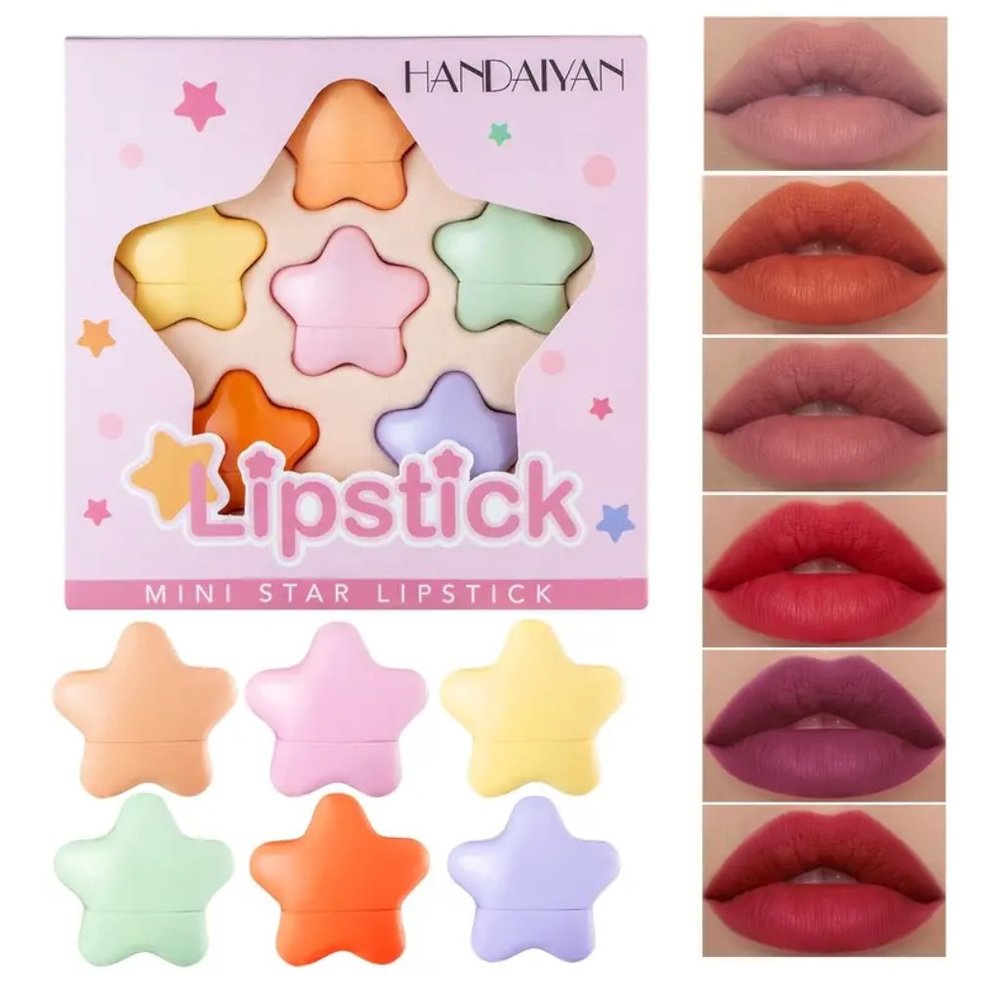 NEW! Handaiyan Cute Star Mini Matte Lipstick Set ~ 6 Color